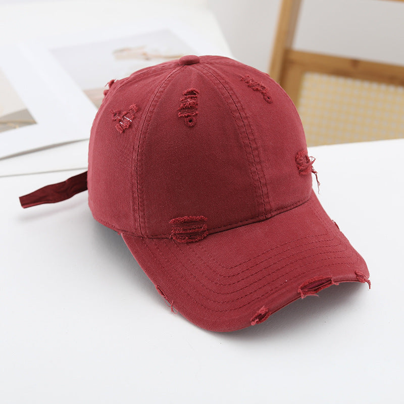 Damen modische Destroyed-Basecap mit verstellbarem Riemen Brehn
