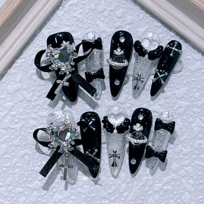 Ornate Gothic-Themen Press-On Nagelkunst Set