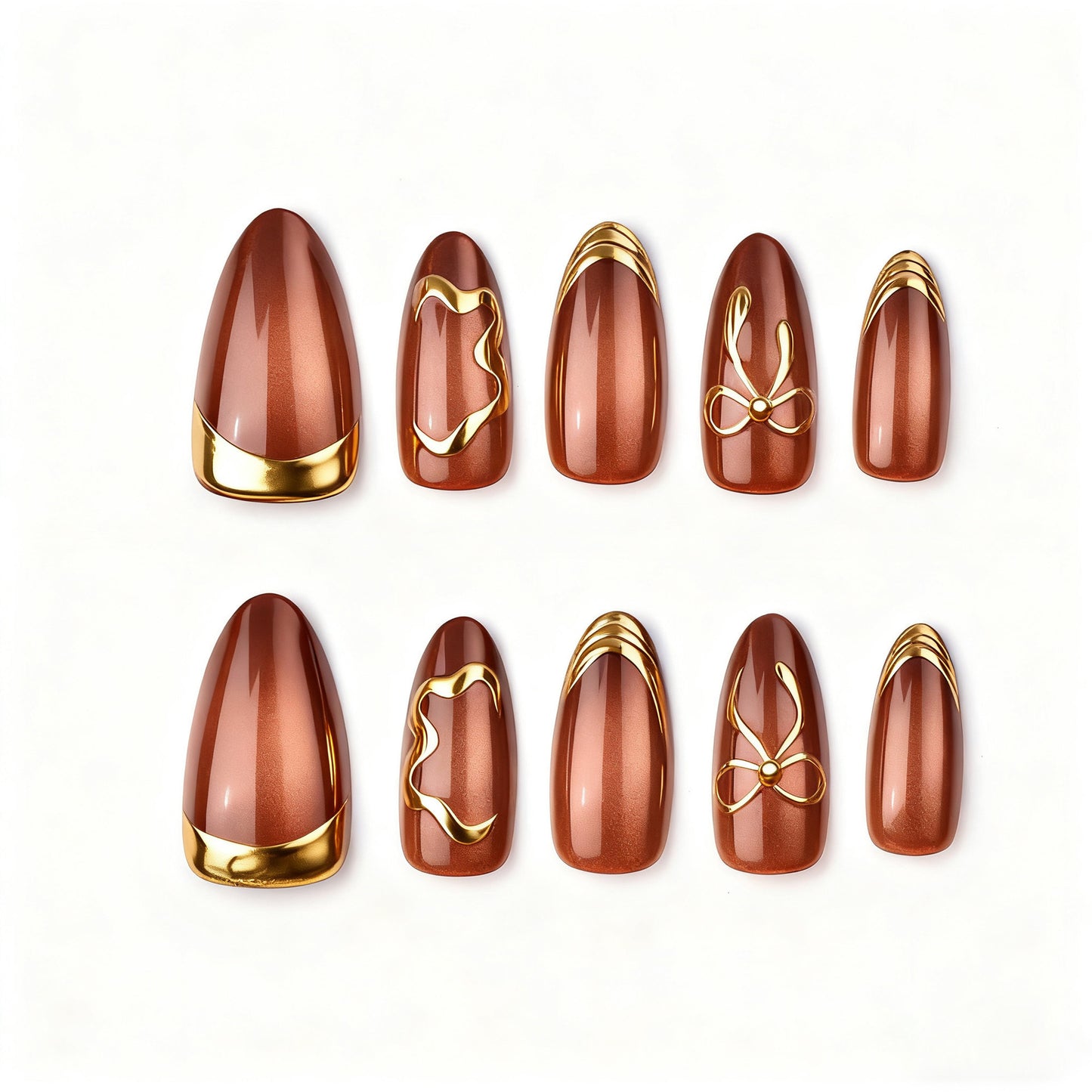 Elegante Kunstnägel mit Goldakzenten Brehn