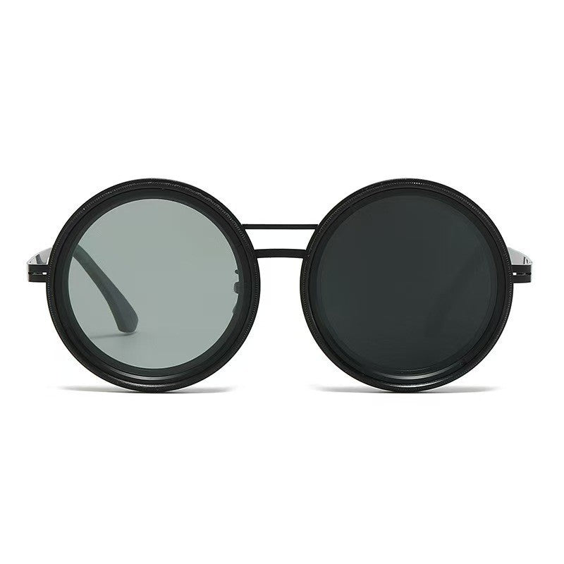 Damen Runde Retro-Sonnenbrille mit markantem Metallrahmen Brehn