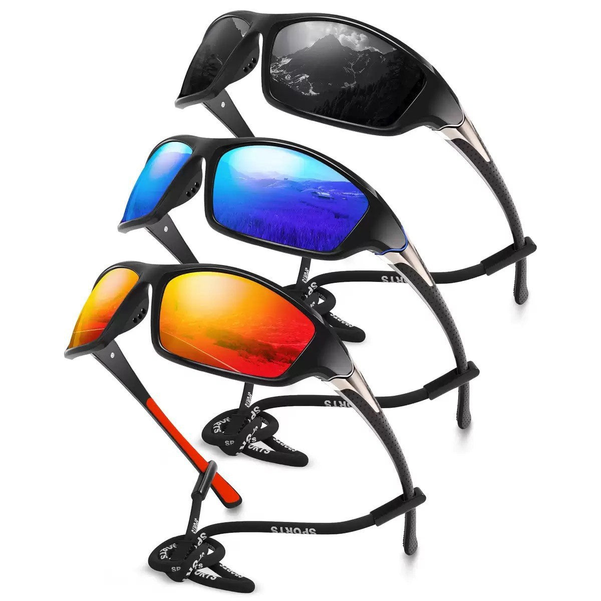 Unisex nan sportliche Wraparound-Sonnenbrille mit polarisierten, bruchsicheren Polycarbonat-Gläsern und rutschfesten Nasenpads Brehn