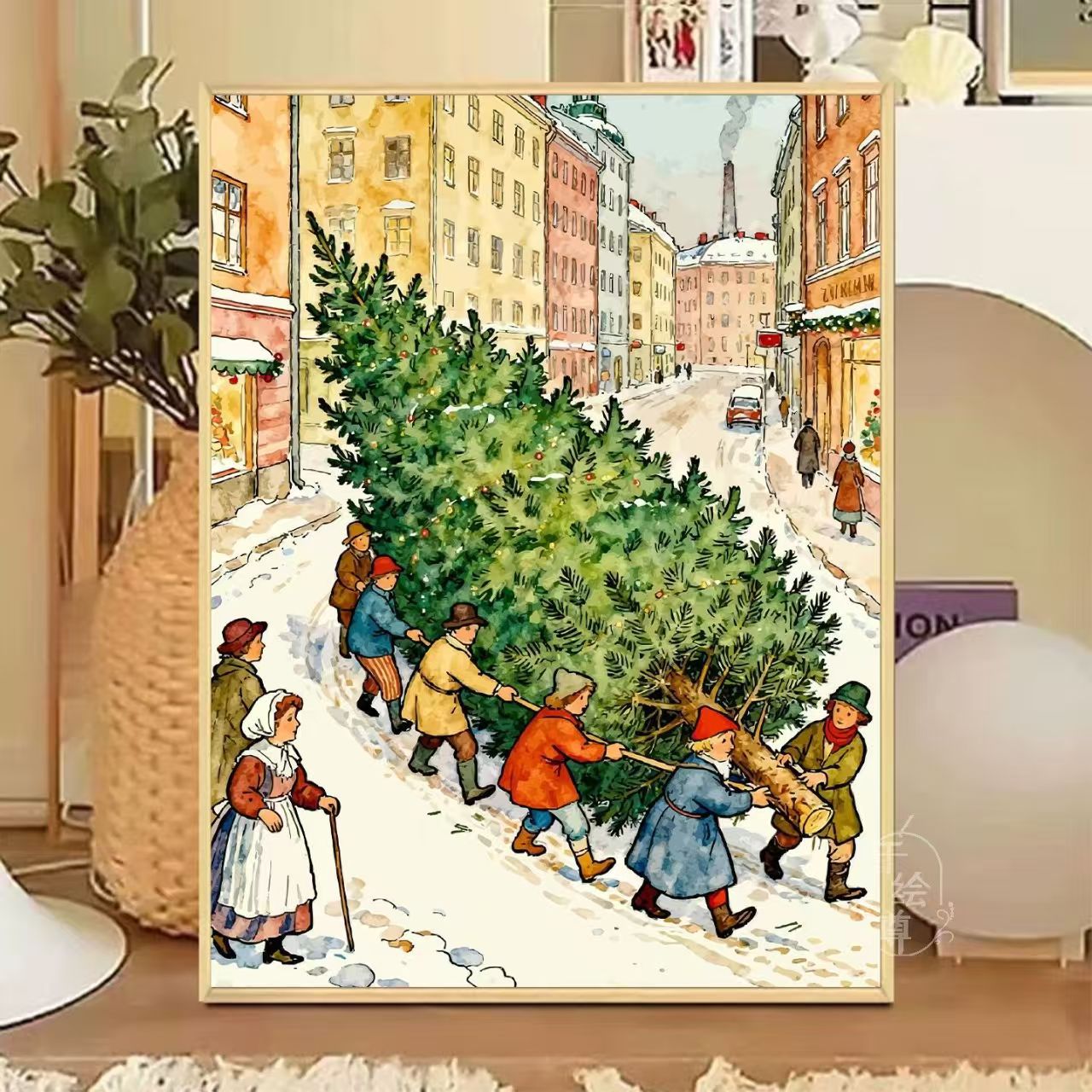 Gemütliche winterliche Café-Leinwandkunst Brehn