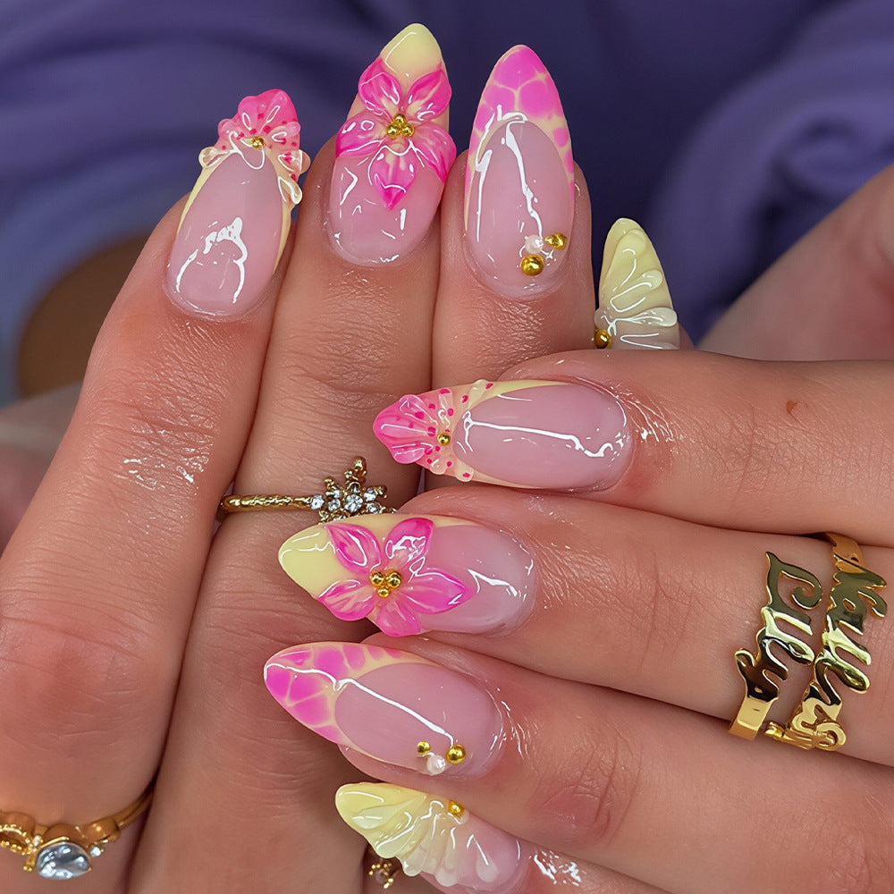 Floral Verziert Stiletto Nagelkunst Tipps Brehn