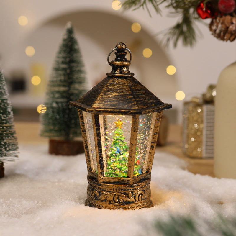 Nostalgische Weihnachtslaterne mit leuchtendem Weihnachtsmann-Motiv Brehn