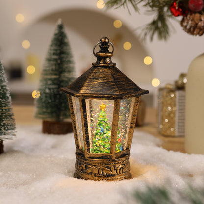 Nostalgische Weihnachtslaterne mit leuchtendem Weihnachtsmann-Motiv Brehn