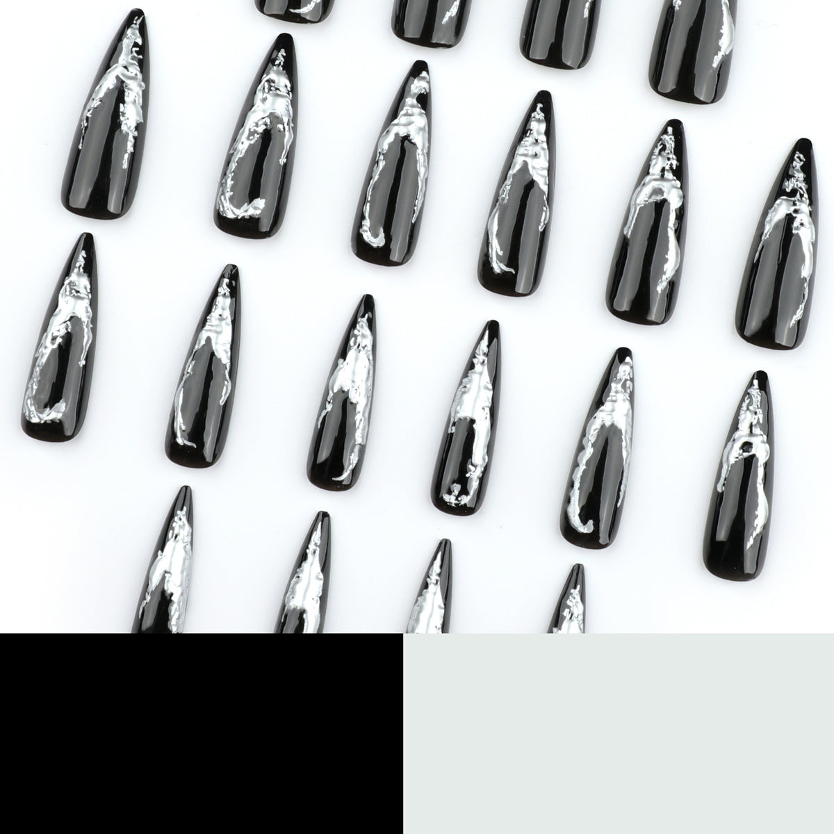 Kunstvolle Stiletto-Nägel mit modernem Metall-Effekt Brehn