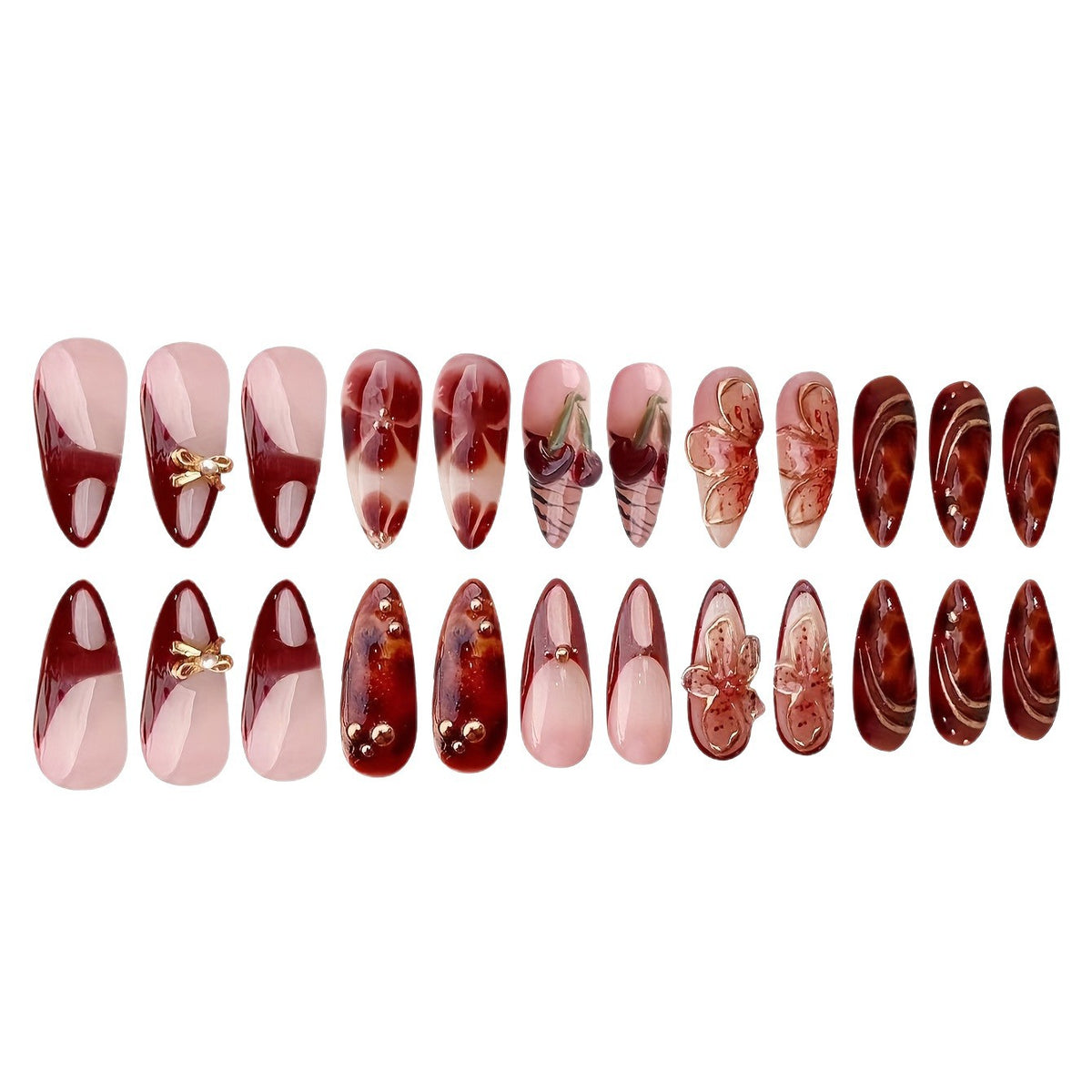 Künstlerisches blumeninspiriertes Acryl-Nagel-Set Brehn