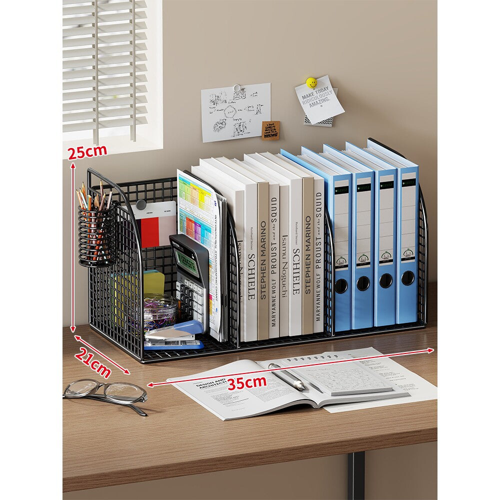 Mesh Desktop Multi-Compartment Datei- und Schreibwarenorganisator mit Stiftbecher