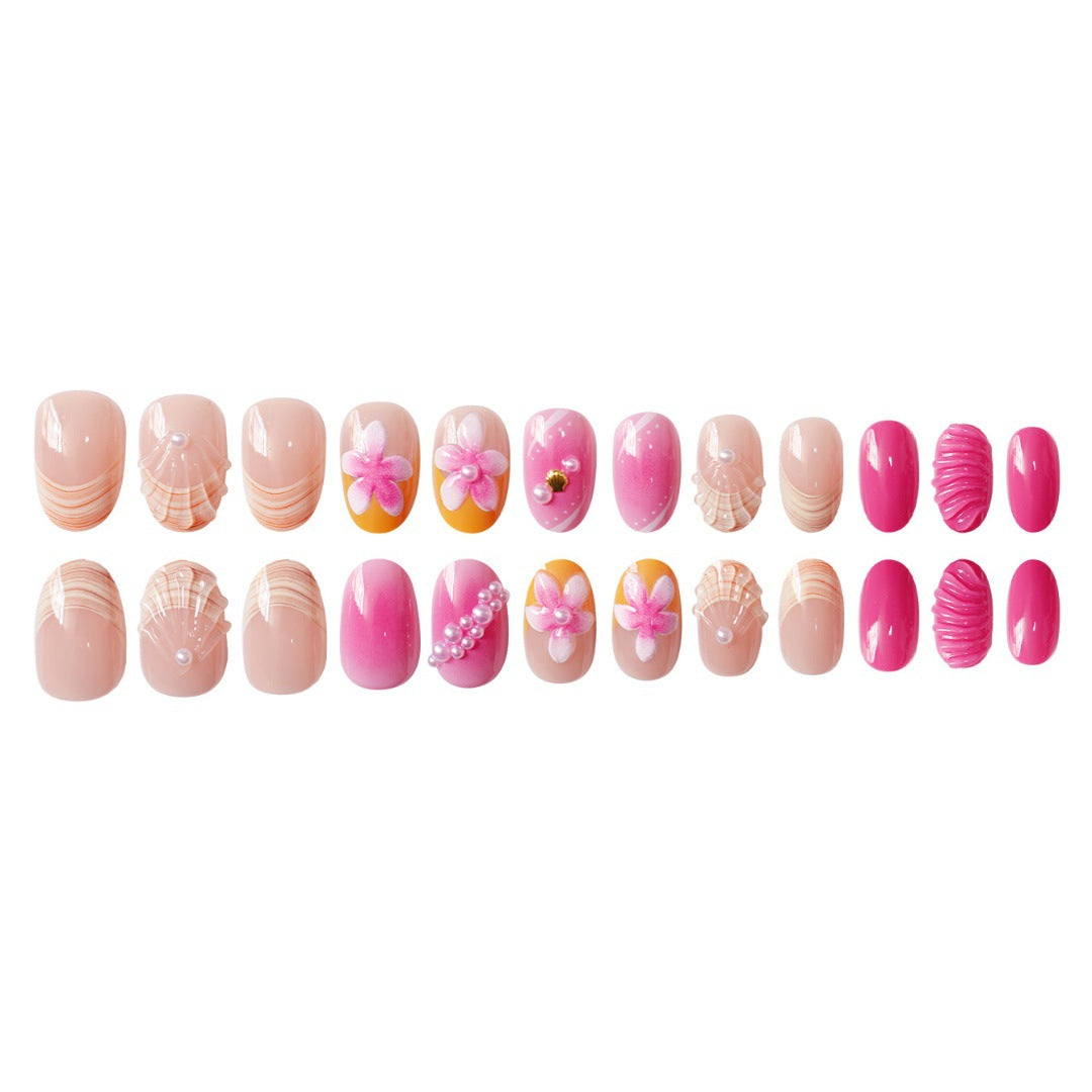 Künstlerisches von Muscheln inspiriertes Press-On-Nail-Set Brehn