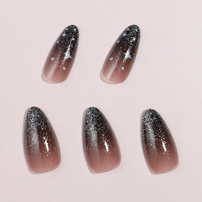 Künstlerisches Ombre Press-On Nagelset mit himmlischem Design Brehn