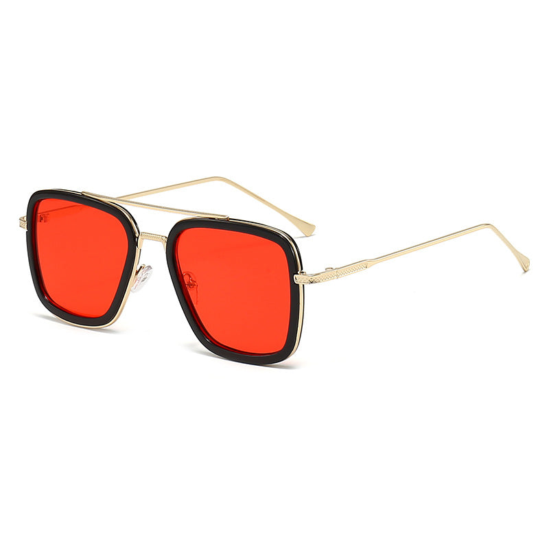 Damen modische quadratische Sonnenbrille mit glamourösem Metallrahmen Brehn