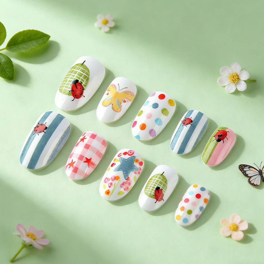 Verspieltes dekoratives Druck-Nagelkunst-Set Brehn
