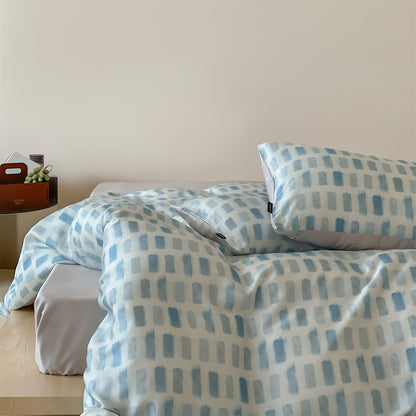 Luxuriöses Satin-Bettwäsche-Set mit floralem Aquarellprint, Volantkanten und Wendefunktion