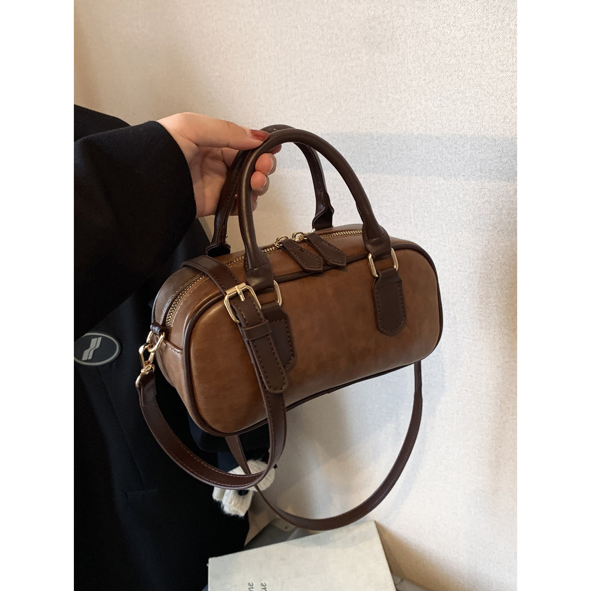 Vintage-inspirierte Leder Umhängetasche Brehn