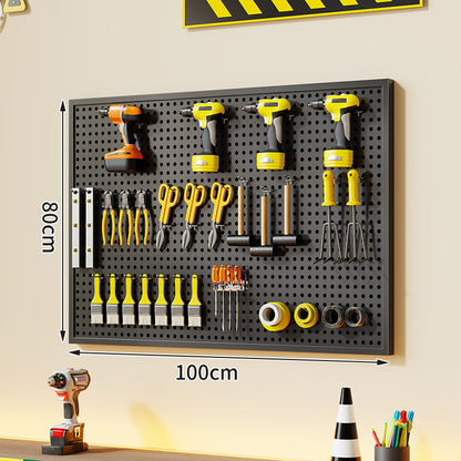 Wandmontierter perforierter Metallwerkzeug-Pegboard-Organizer mit Magnetstreifen und Mehrfachhaken