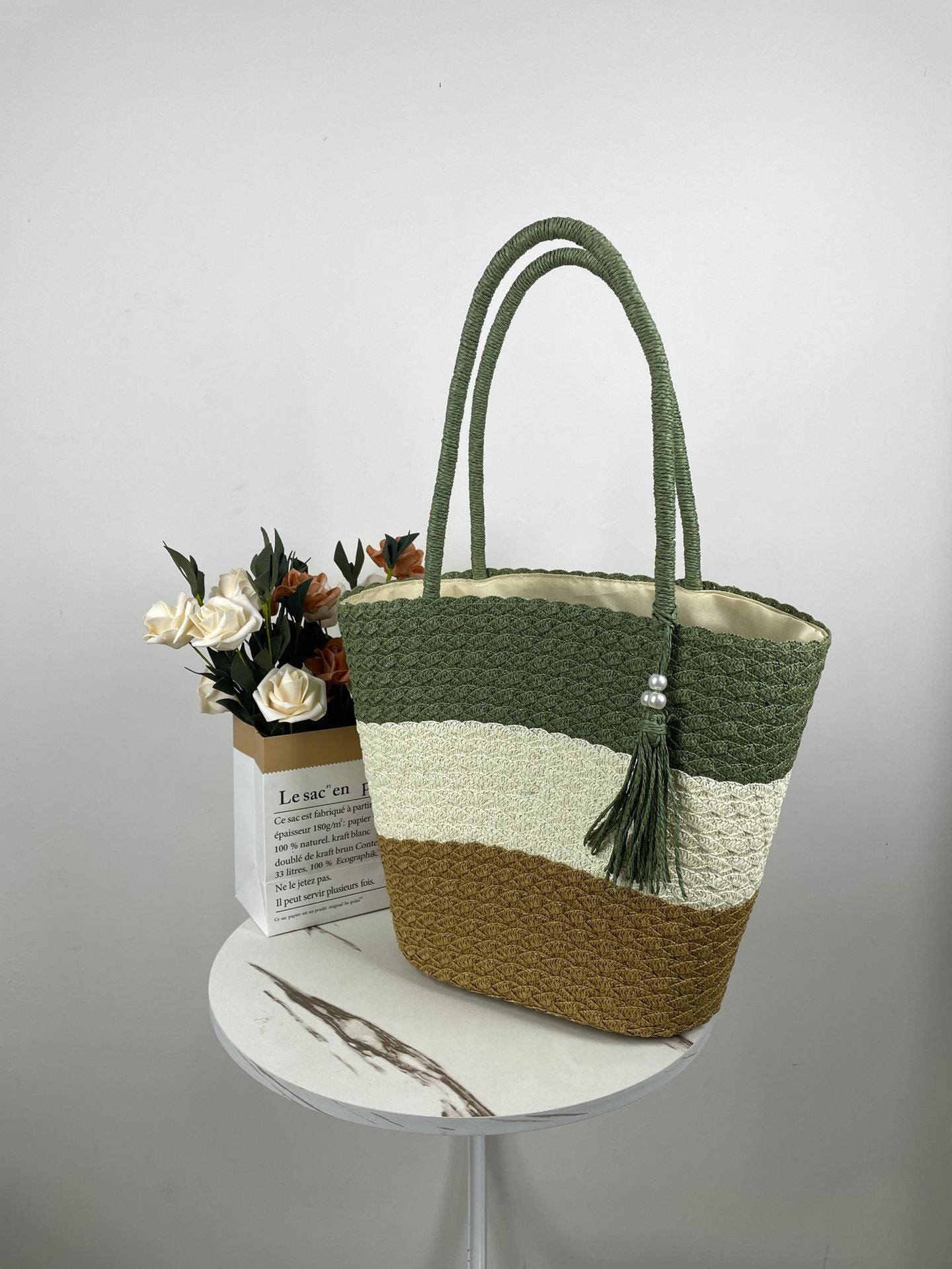 Trendige Geflochtene Strandtasche Brehn