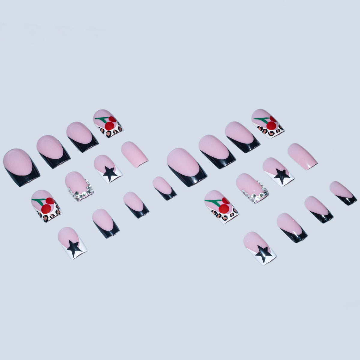 Künstlerisches Nail Art Design Set mit Kirsch- und Sternelementen