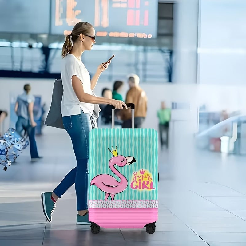 Damen nan elastische Kofferhülle mit Flamingo-Print, dehnbarer Schutzbezug mit Reißverschluss und rutschfester Innenbefestigung Brehn