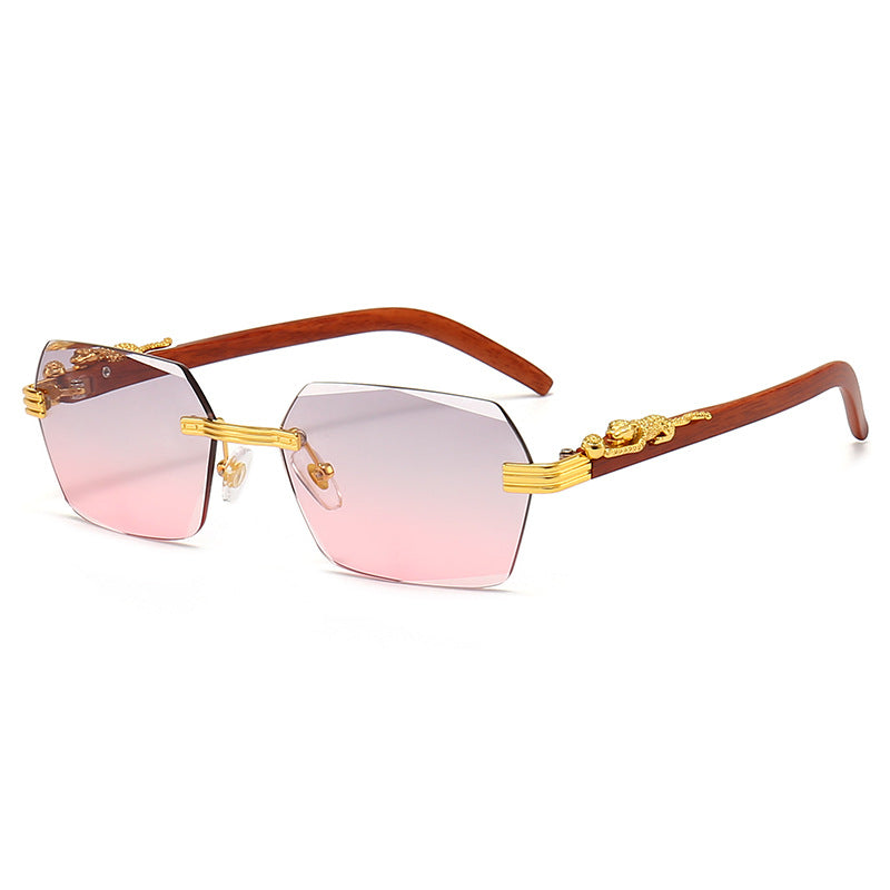 Damen Designer-Sonnenbrille mit kunstvollem Holzrahmen und eleganten Glaselementen Brehn