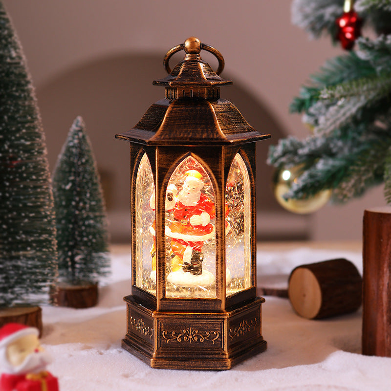 Nostalgische Weihnachtslaterne mit Schneemann-Szene Brehn