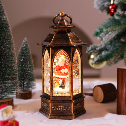 Nostalgische Weihnachtslaterne mit Schneemann-Szene Brehn