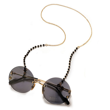 Premium schwarze Perlen Eyewear Kette Brehn
