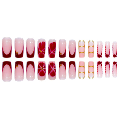 Künstlerisches Gradient Press-On Nagelset mit goldenen Akzenten Brehn