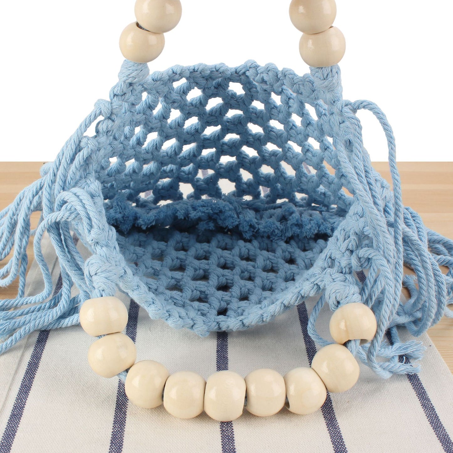 Makramee-Handtasche mit Holzgriffen Brehn