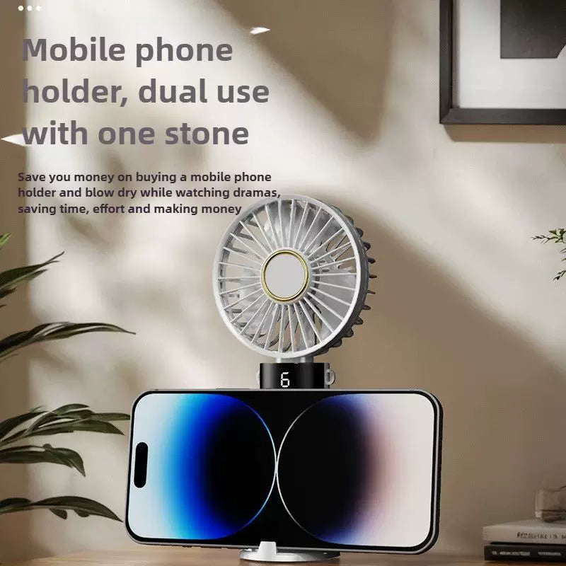 Unisex Einheitsgröße faltbarer wiederaufladbarer Handventilator mit mehr Geschwindigkeit LED-Display abnehmbarer Ladebasis Brehn