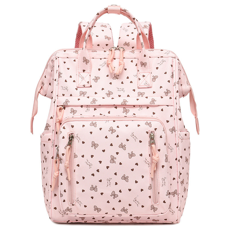Stylischer Herz-Print Multi-Taschen Rucksack Brehn