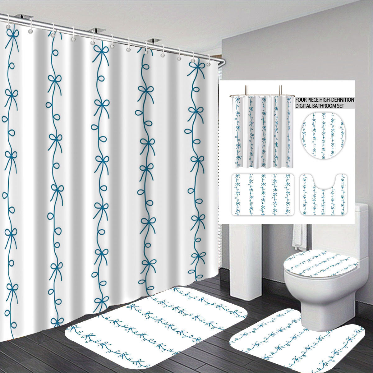 Digital Bow Pattern Badezimmer Dekor Set Brehn
