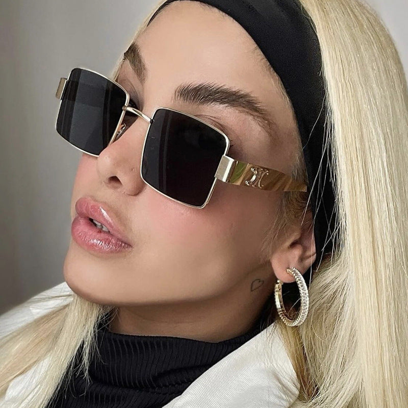 Damen modische rechteckige Sonnenbrille mit hochwertigem Metallrahmen und polarisierenden Gläsern Brehn