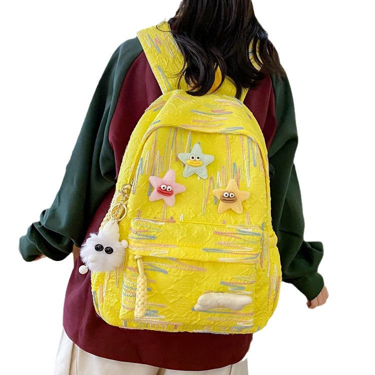 Rucksack Aus Hochwertigem, Farbenfrohem Material mit Verspielten Applikationen Brehn