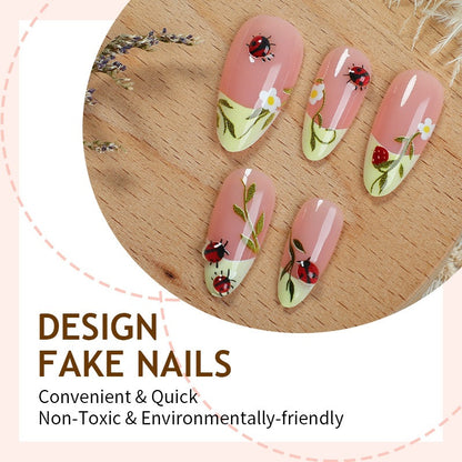Kunstnagelset mit floralen Motiven und glänzenden Akzenten Brehn