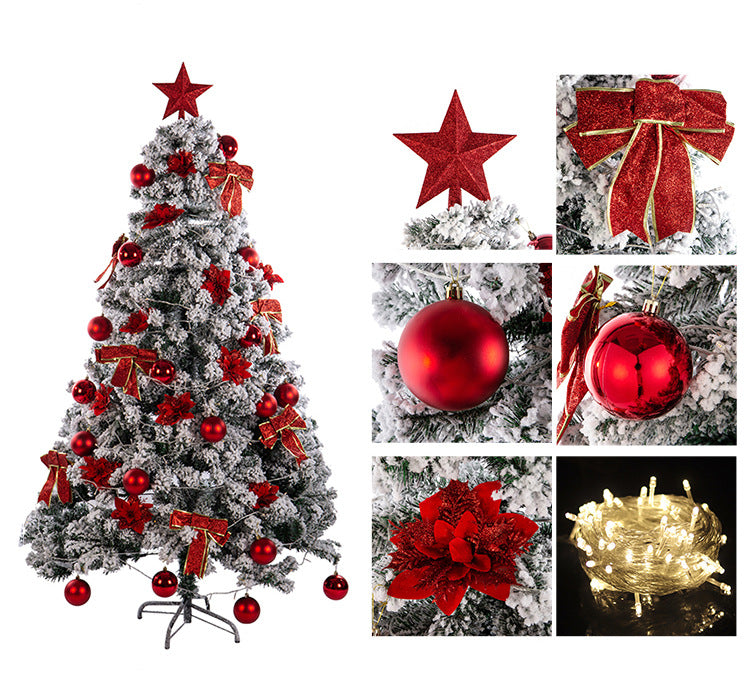 Premium Flocked Weihnachtsbaum mit dekorativen Ornamenten Brehn