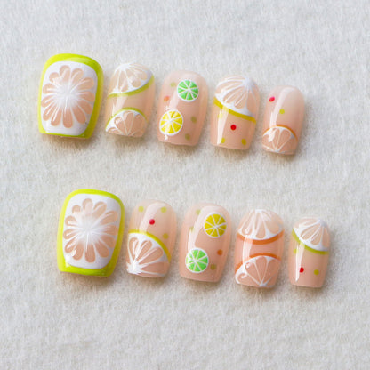 Spaß Zitrus-inspiriertes Press-On Nagelkunstset