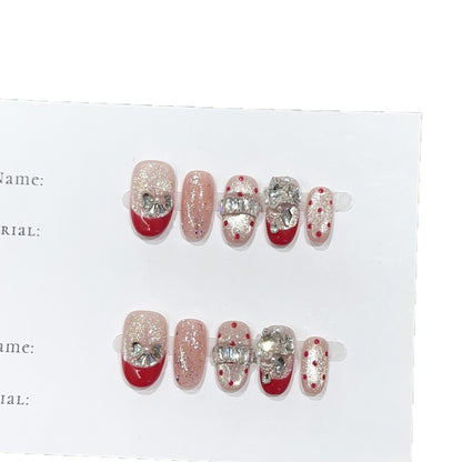 Stilvolles mit Strass verziertes Press-On-Nagel-Set