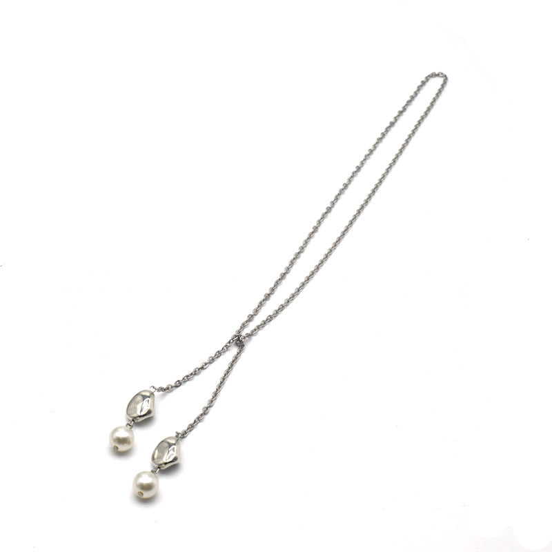 Elegante Schicht Perlen Anhänger Halskette Brehn