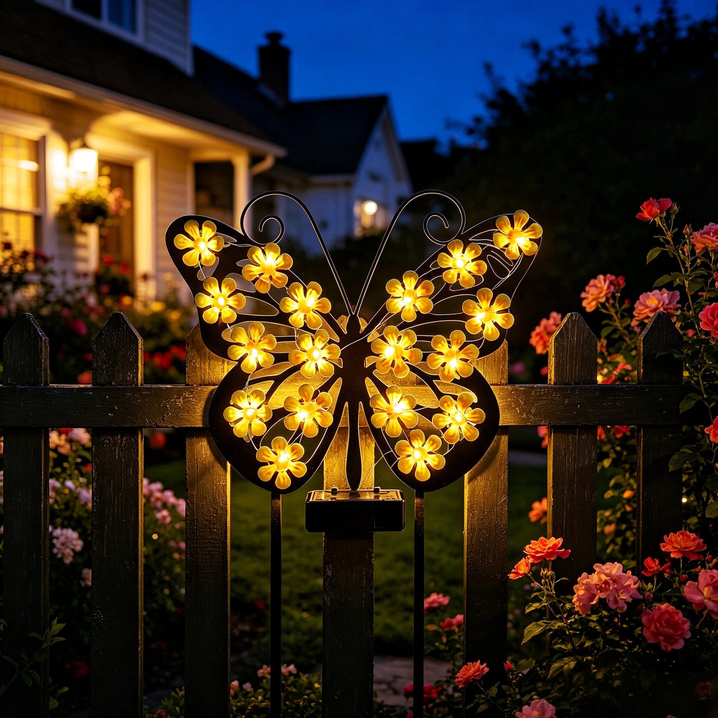 Dekorative LED-Schmetterlingswandlampe mit floralen Micro-LED- Akzenten und batteriebetriebener Steuerung Brehn