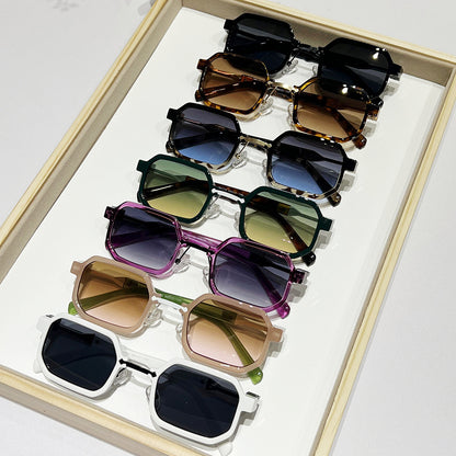 Moderne geometrische rechteckige Sonnenbrille Brehn