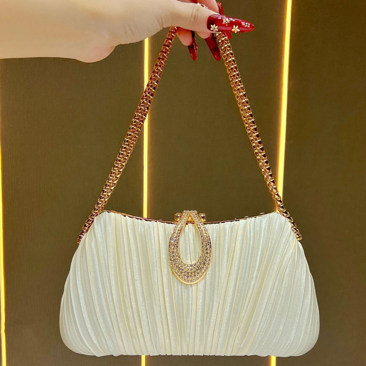 Falten Satin Abend Handtasche