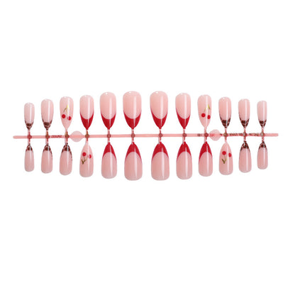 Kunstnagelset mit fruchtigem Kirsch-Design und elegantem Farbverlauf Brehn