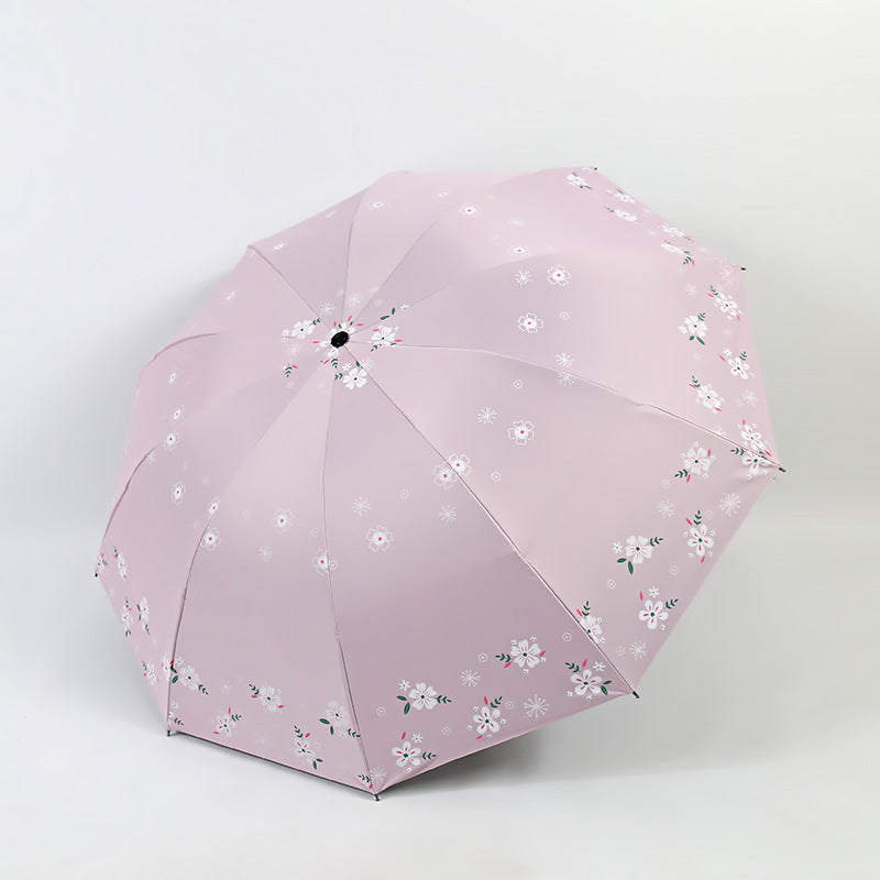 Damen Stilvoller Falt-Regenschirm mit floralen Motiven Brehn
