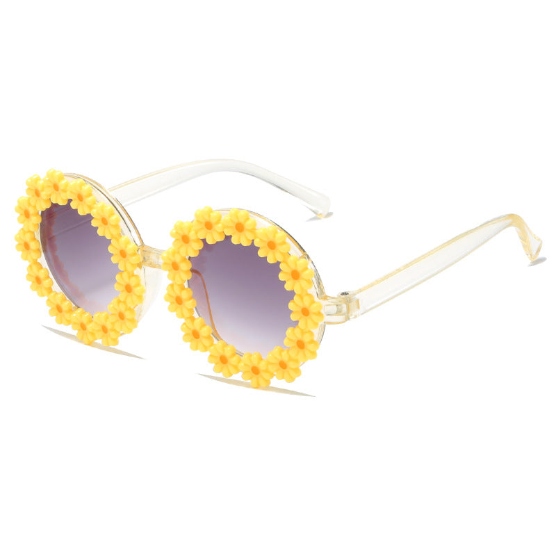 Damen stylische Sonnenbrille mit floralen Applikationen Brehn