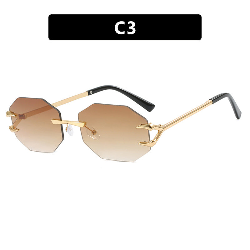 Damen geometrische Sonnenbrille mit modernem Metallrahmen Brehn