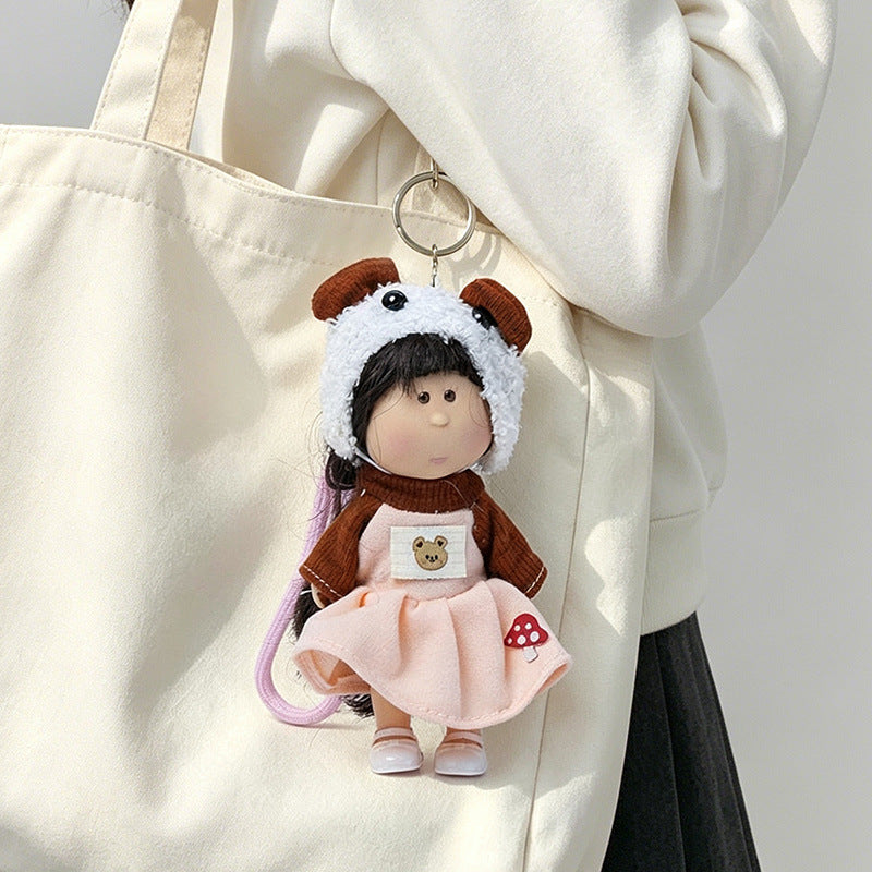Hooded Doll Bag Charm Schlüsselanhänger mit Denim-Outfit & Schlaufe Brehn