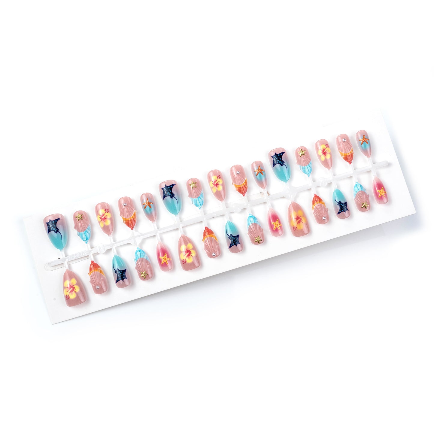 Künstlerisches vom Ozean inspiriertes Press-On-Nagelkunst-Set Brehn
