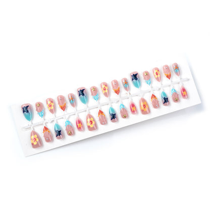 Künstlerisches vom Ozean inspiriertes Press-On-Nagelkunst-Set Brehn