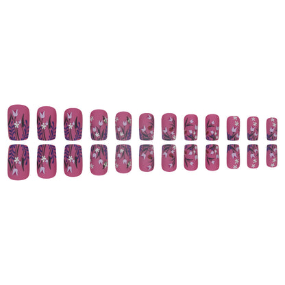 Blumendesign Matte Press-On Nägel Brehn