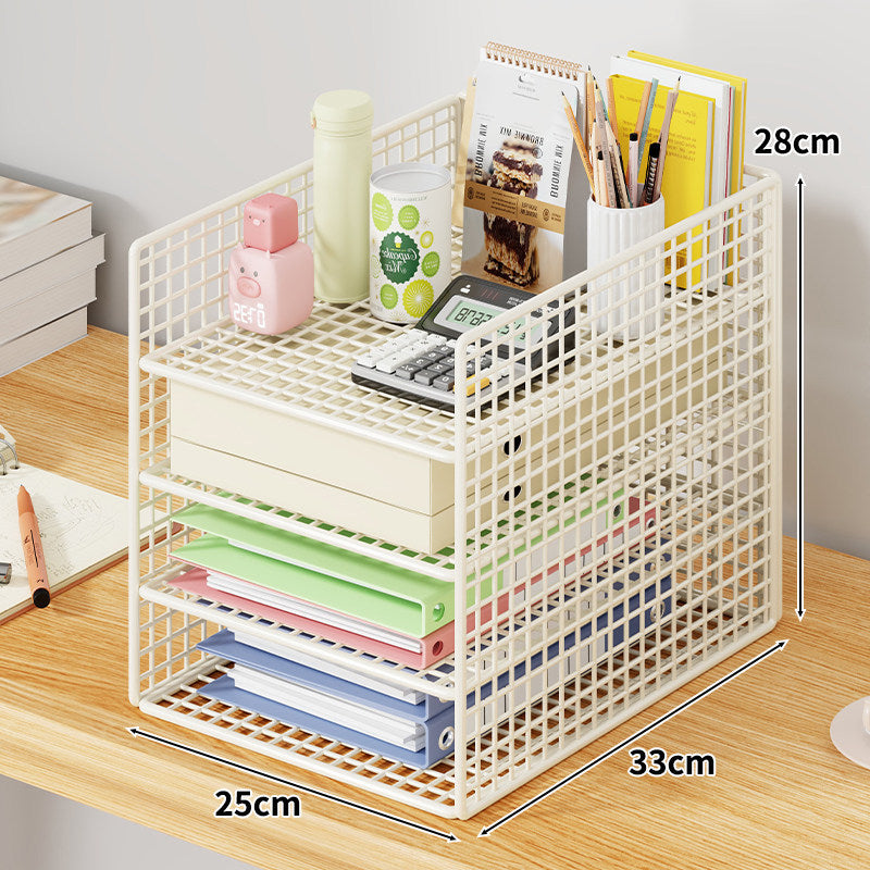 Mesh Zwei-Ebenen Schreibtisch Dokumenten- und Schreibwaren-Organizer